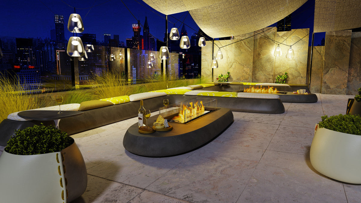 Outdoor Firepit NZ - EcoSmart Linear 50 Fire Pit Kit Black Installed