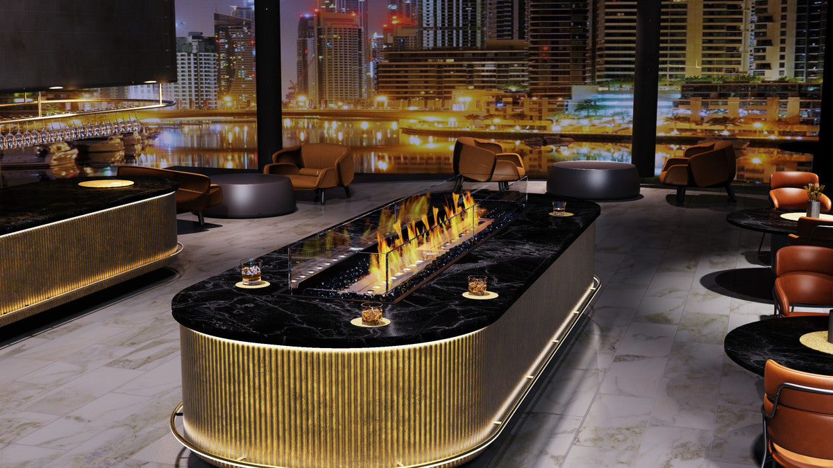 Outdoor Firepit NZ - EcoSmart Linear 90 Fire Pit Kit Black Installed