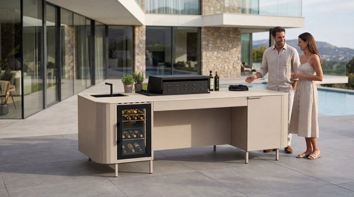 Isla Outdoor Kitchen Island — Arrangement 5 3000px wynik, 267.5 x 120.9 x 90 cm
