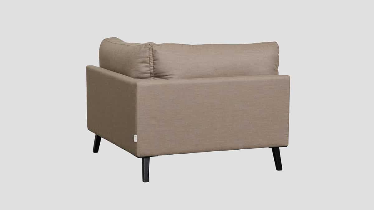 taupe modular outdoor sofa section — rear view
