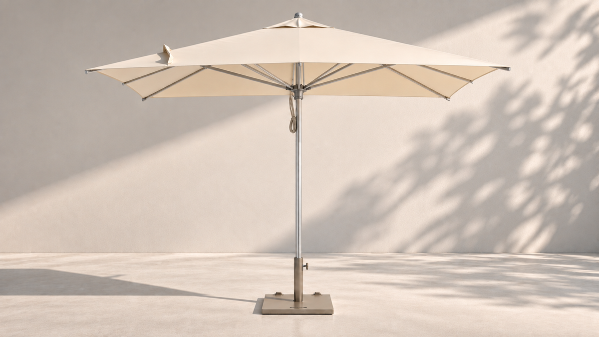Palm Springs Centrepole White all-aluminium pulley umbrella, 2500 x 2500mm