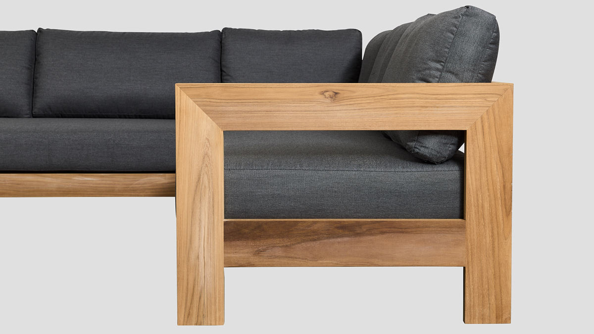 Pauanui Teak Double Left Arm Section Grafito Side