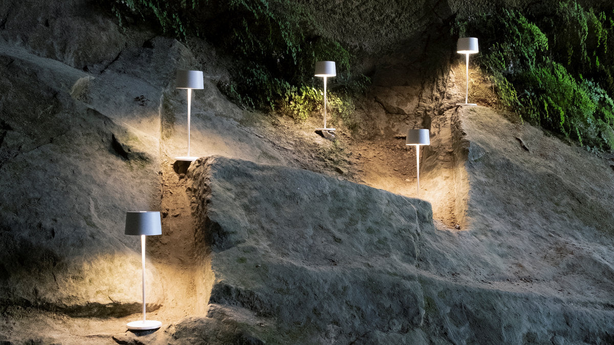 Poldina Outdoor Table Lamps White Insitu