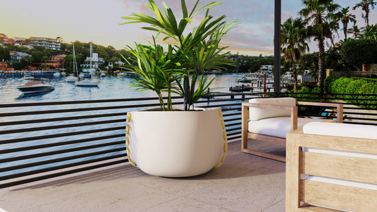 Outdoor Furniture NZ - Blinde Design Stitch 125 Plant Pot Bone Installed