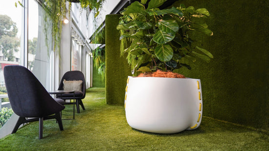 Outdoor Furniture NZ - Blinde Design Stitch 125 Plant Pot Bone Installed