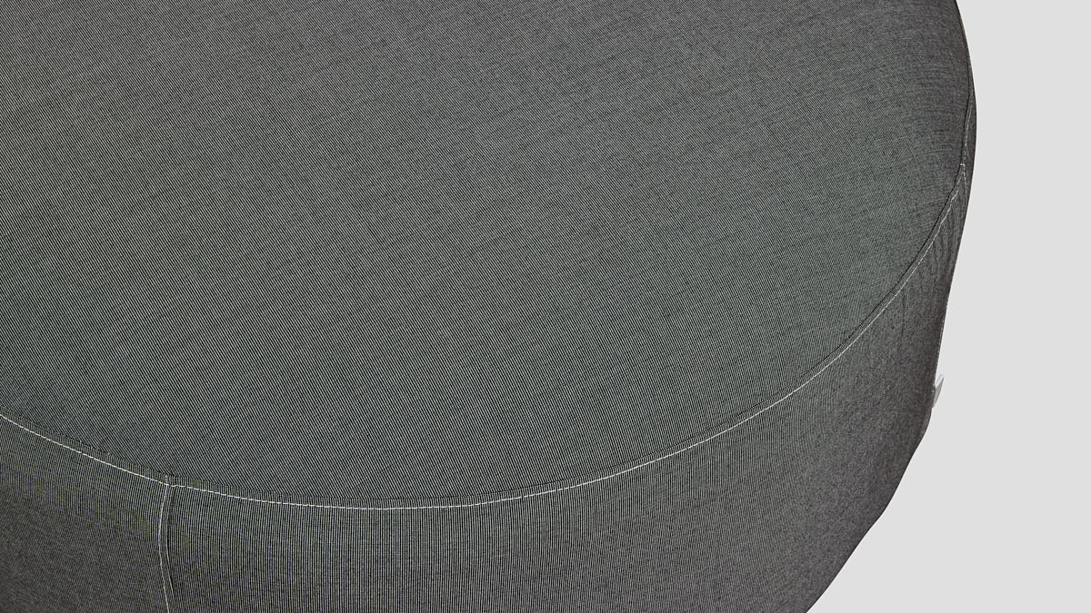 SUNBRELLA ROUND POUF OTTOMAN- CHARCOAL TWEED