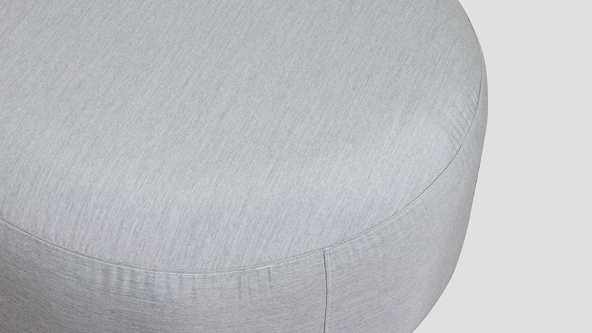 SUNBRELLA ROUND POUF OTTOMAN - LEAD CHINE