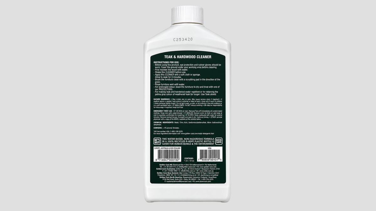 Golden Care teak and Hardwood cleaner Back, 50 x 100 x 240 mm