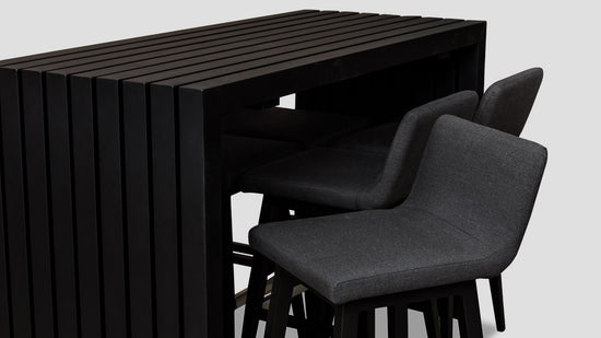 Viaduct Bar Table Chairs Black Sooty Seat Closeup