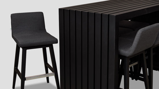 Viaduct Bar Table Chairs Black Sooty Side Closeup