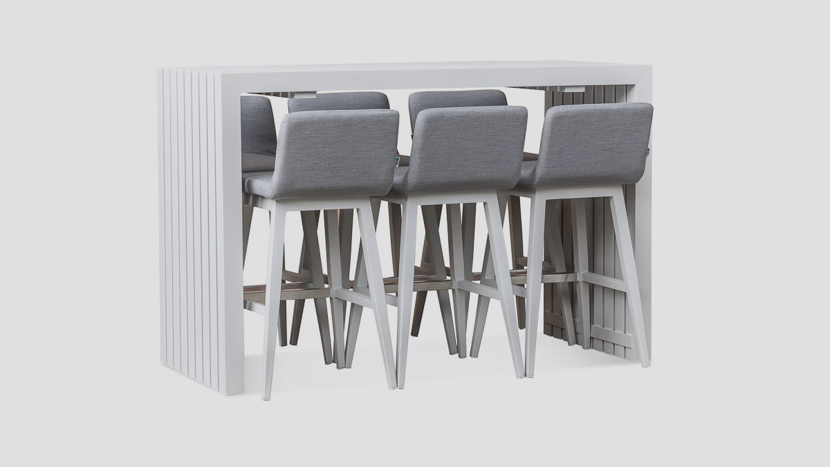 Viaduct Bar Table Chairs White Lead Chine