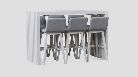 Viaduct Bar Table Chairs White Lead Chine