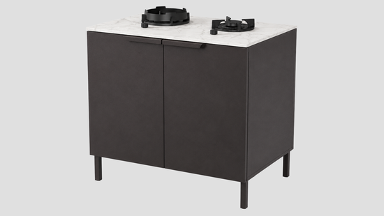 Q-Boo Line 100 2 Burner Cabinet Black with Daze Dekton