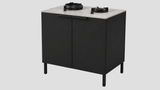 Q-Boo Line 100 2 Burner Cabinet Black with Kreta Dekton