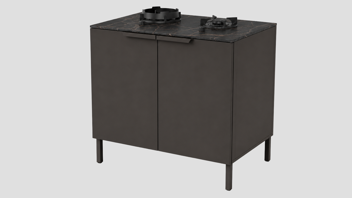 Q-Boo Line 100 2 Burner Cabinet Black with Laurent Dekton