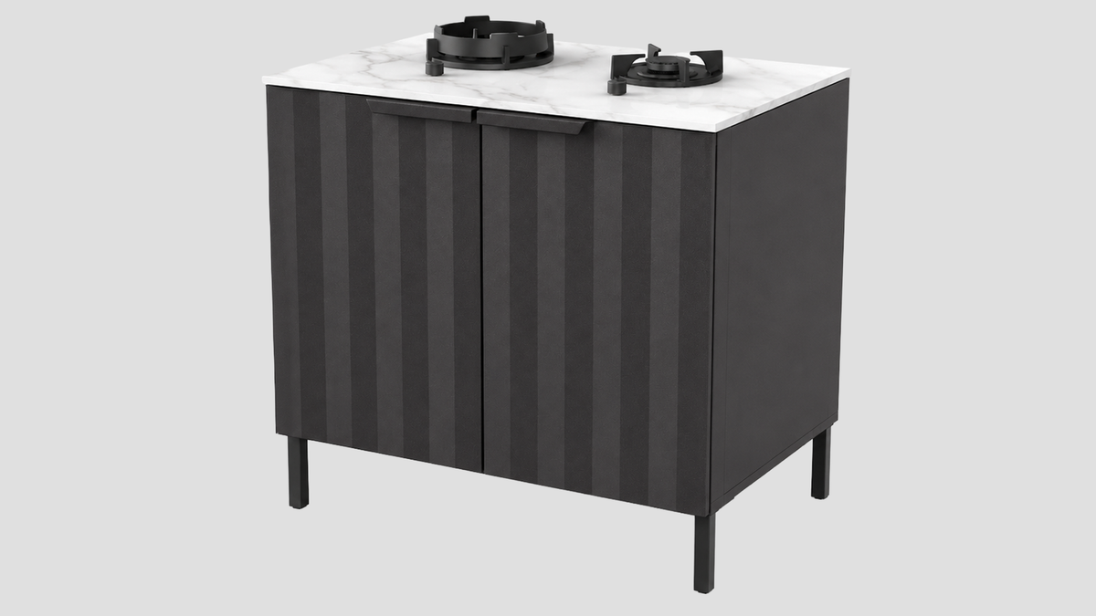 Q-Boo Wave 100 2 Burner Cabinet Black with Daze Dekton