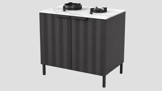 Q-Boo Wave 100 2 Burner Cabinet Black with Daze Dekton