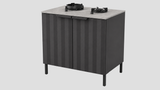 Q-Boo Wave 100 2 Burner Cabinet Black with Kreta Dekton
