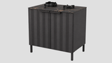 Q-Boo Wave 100 2 Burner Cabinet Black with Laurent Dekton