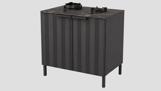 Q-Boo Wave 100 2 Burner Cabinet Black with Laurent Dekton