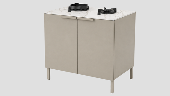 Q-Boo Line 100 2 Burner Cabinet Grey with Daze Dekton
