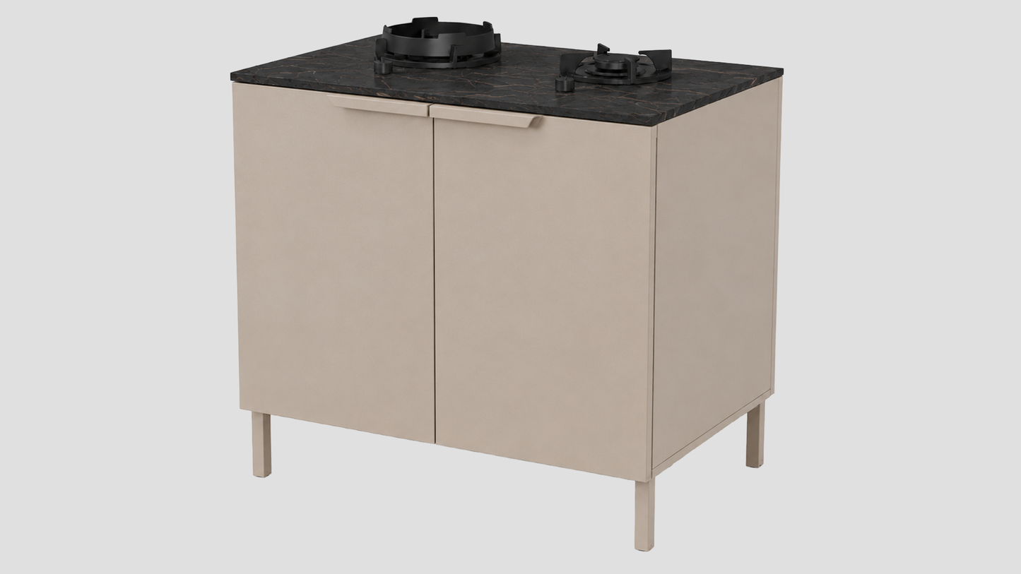 Q-Boo Line 100 2 Burner Cabinet Grey with Laurent Dekton