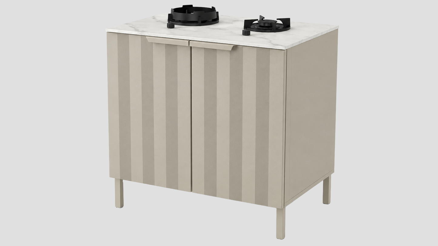 Q-Boo Wave 100 2 Burner Cabinet Grey with Daze Dekton