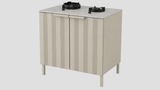 Q-Boo Wave 100 2 Burner Cabinet Grey with Kreta Dekton