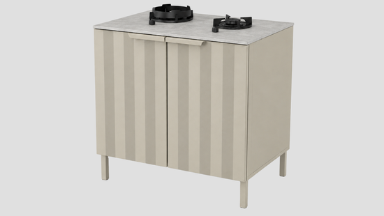 Q-Boo Wave 100 2 Burner Cabinet Grey with Kreta Dekton