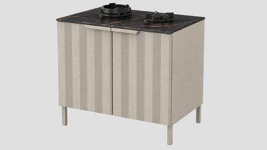 Q-Boo Wave 100 2 Burner Cabinet Grey with Laurent Dekton