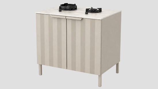 Q-Boo Wave 100 2 Burner Cabinet Grey with Nacre Dekton