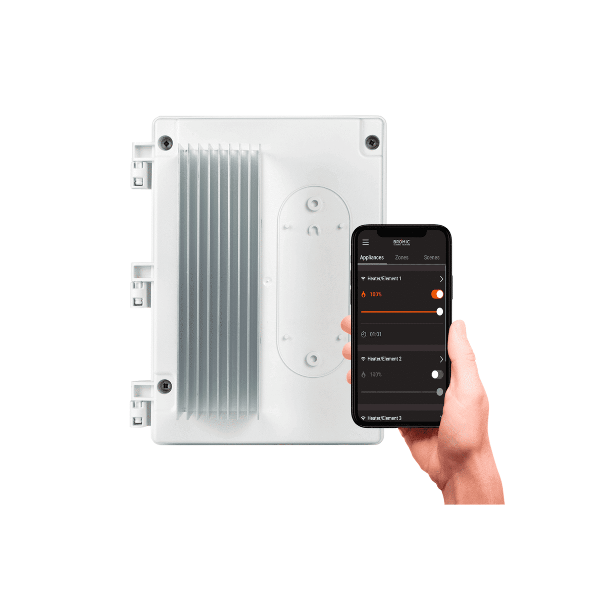 Bromic Affinity Smart-Heat Dimmer Controller — 1-channel model, 290 × 202 × 163 mm