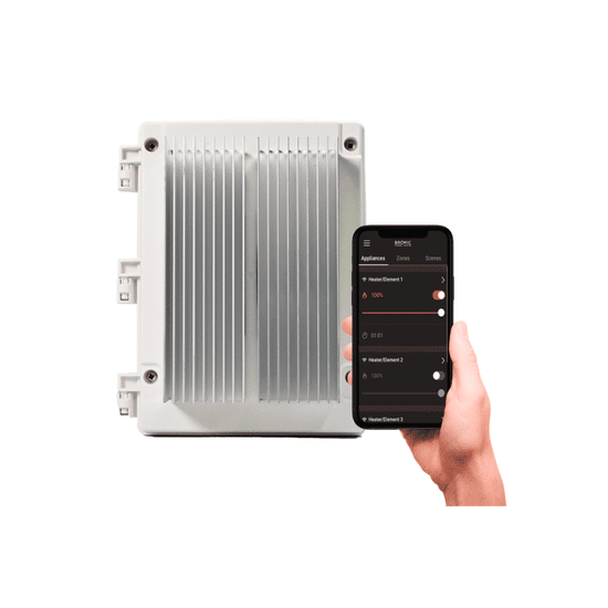 Bromic Affinity Smart-Heat Dimmer Controller — 2-channel model, 290 × 202 × 163 mm
