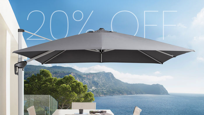 ASPEN CANTILEVER UMBRELLA - CHARCOAL GREY - 2.5M / 3M