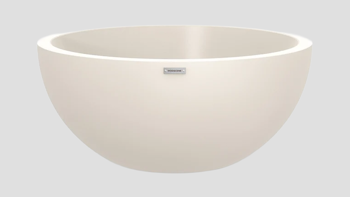 Barcelona 1000 Ivory Bowl Planter — outdoor planters from Design Concepts NZ, 1000 x 1000 x 440 mm