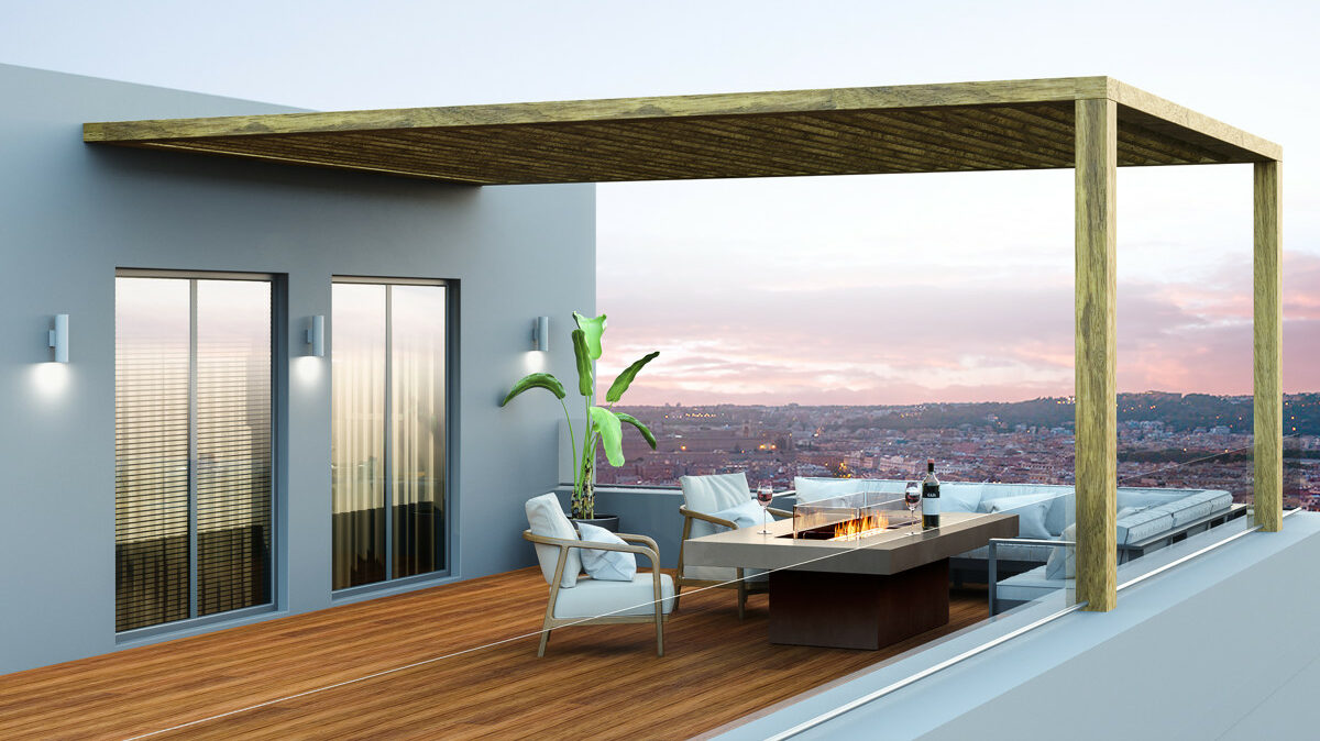Outdoor Firepit NZ - EcoSmart Gin 90 Dining Natural