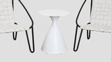 Hourglass Side Table White Chairs