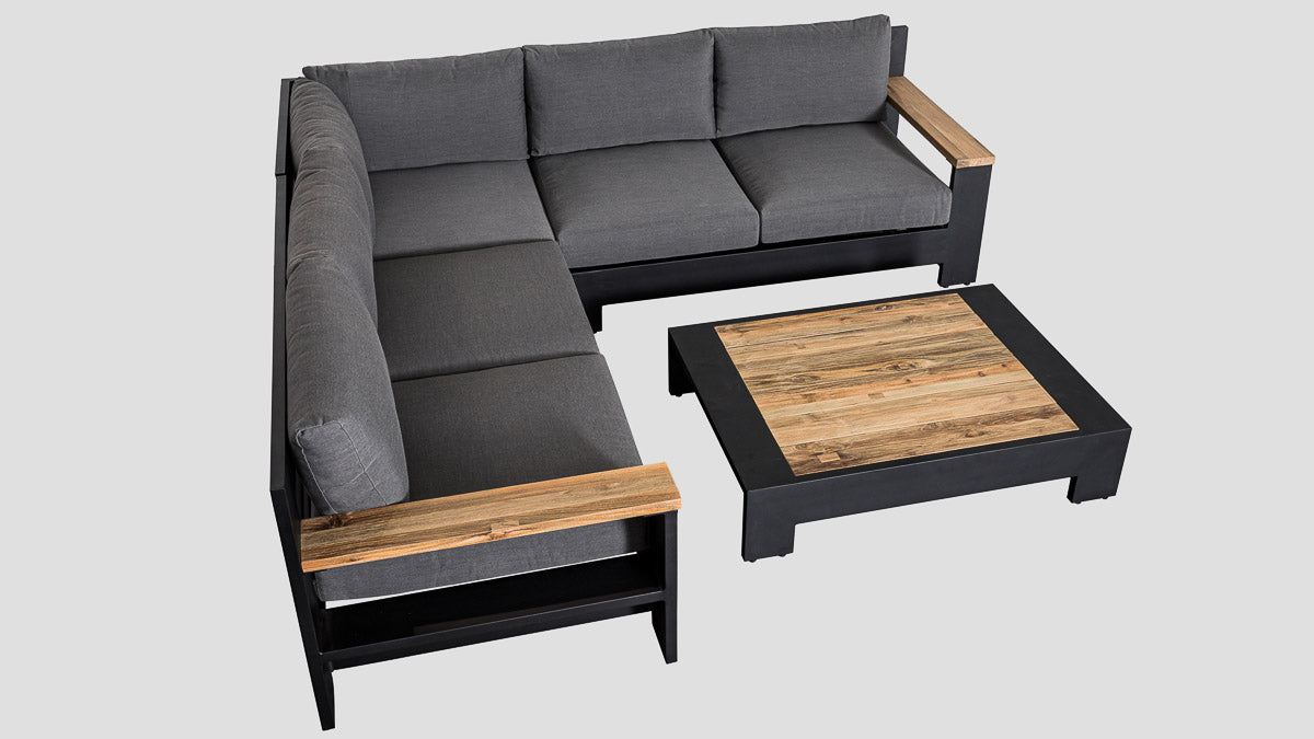 Mackenzie Alu Corner Sofa Set Black Agora Grafito Top