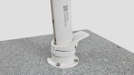 Malibu Cantilever Umbrella White Lead Chine Base Closeup