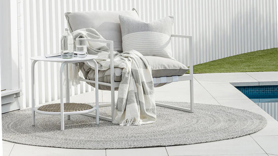 Mornington Outdoor Rug Dark Pebble In Situ
