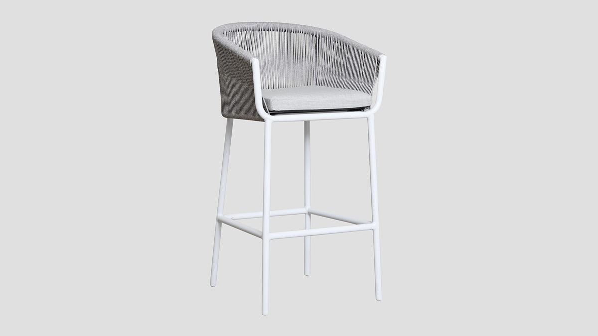 Omaha Bar Stool White Cast Slate