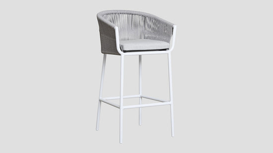 Omaha Bar Stool White Cast Slate