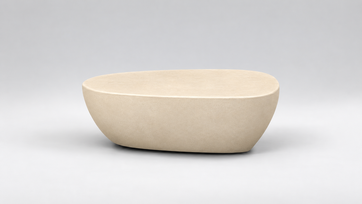 Organica outdoor coffee table in Limestone Beige, 1200 x 700 x 380 mm