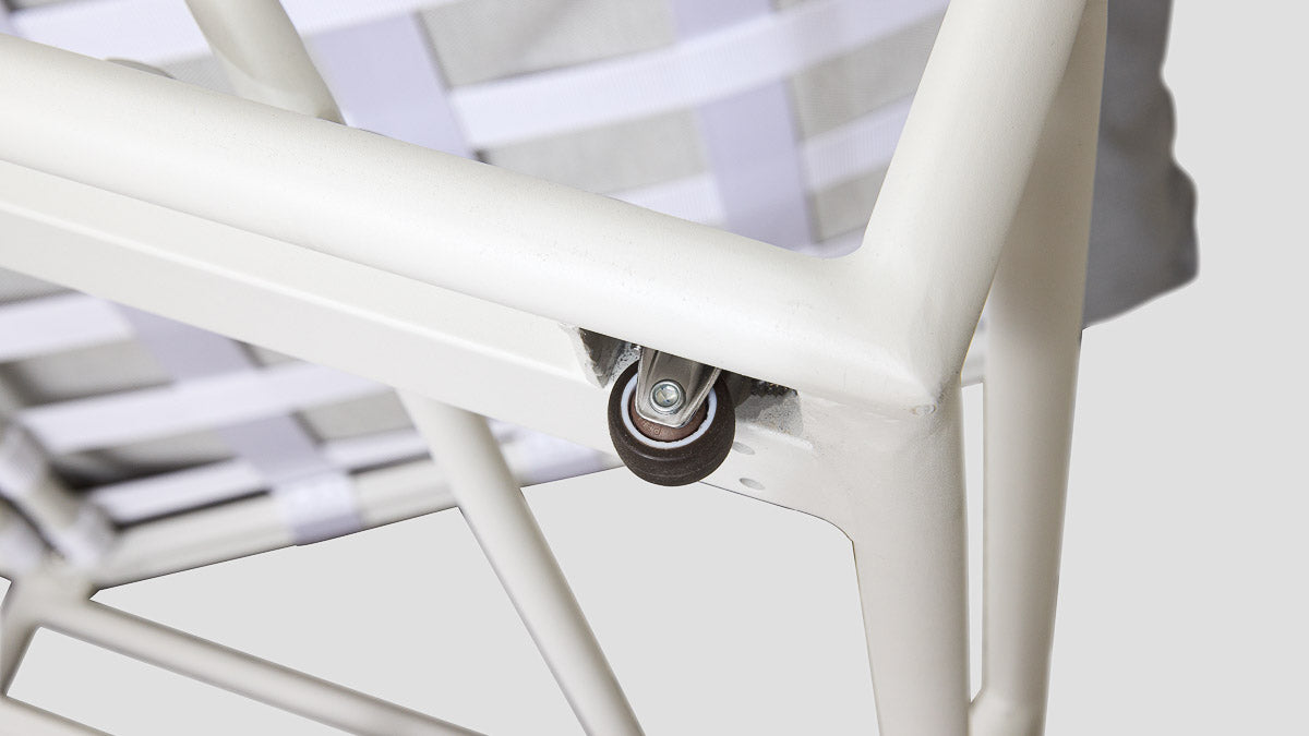 Papamoa Daybed White Lead Chine Frame Closeup