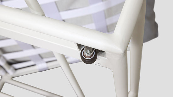 Papamoa Daybed White Lead Chine Frame Closeup
