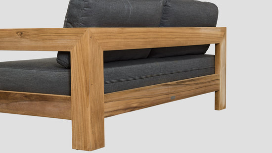 Pauanui Teak Double Left Arm Section Grafito Rear Closeup