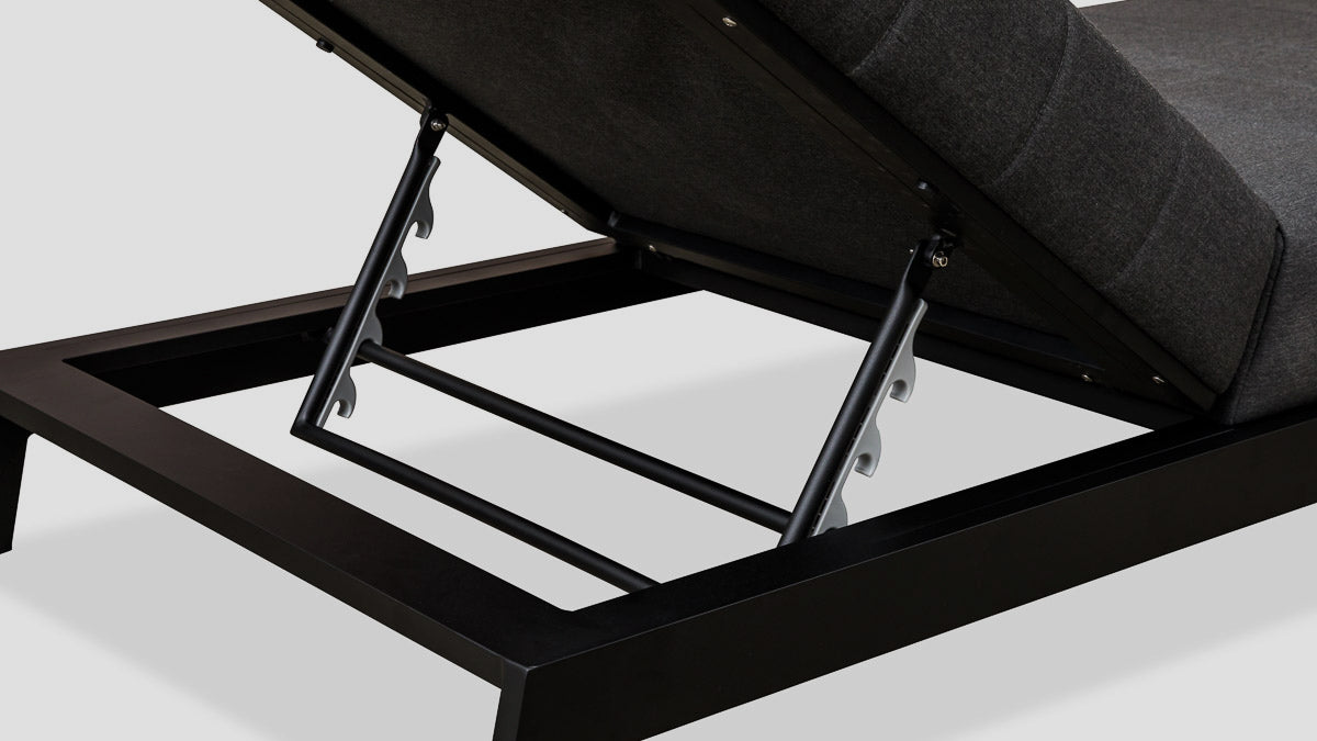 Piha Lounger Black Sooty Back Closeup