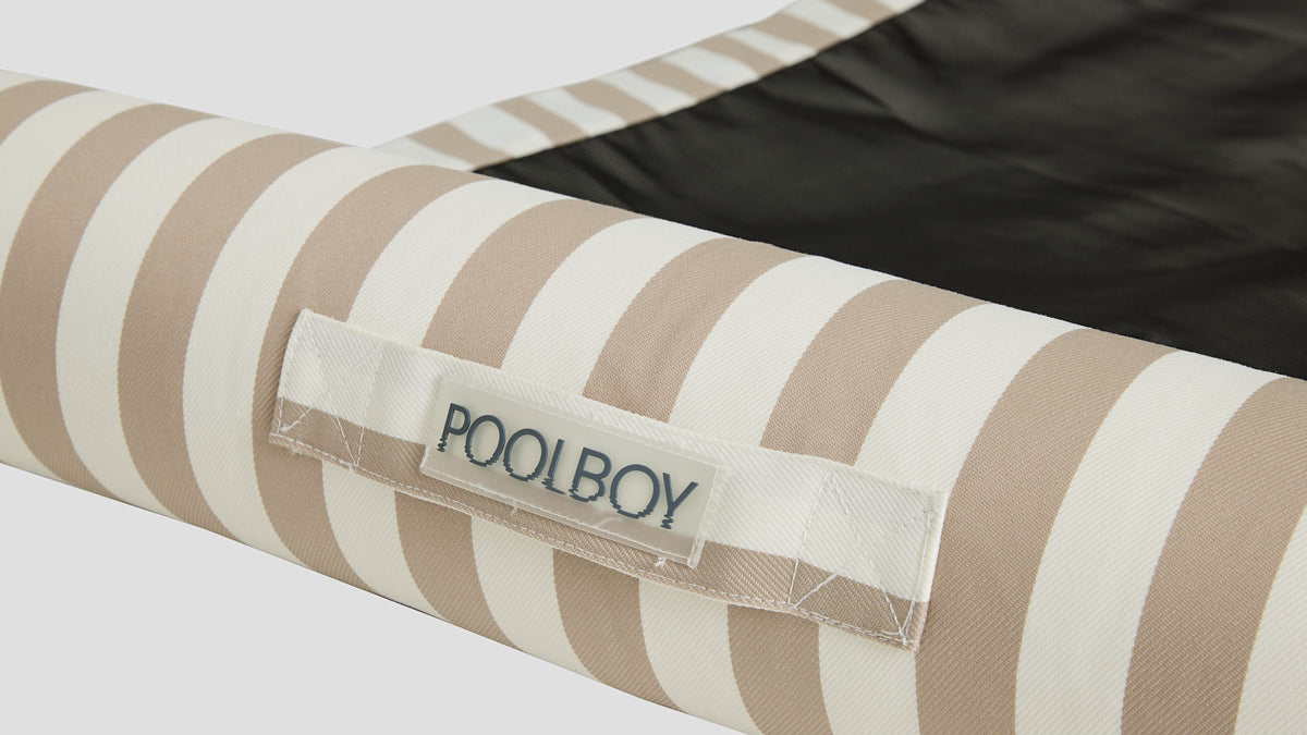 PoolBoy Sinka-Bit Striped White Khaki Closeup