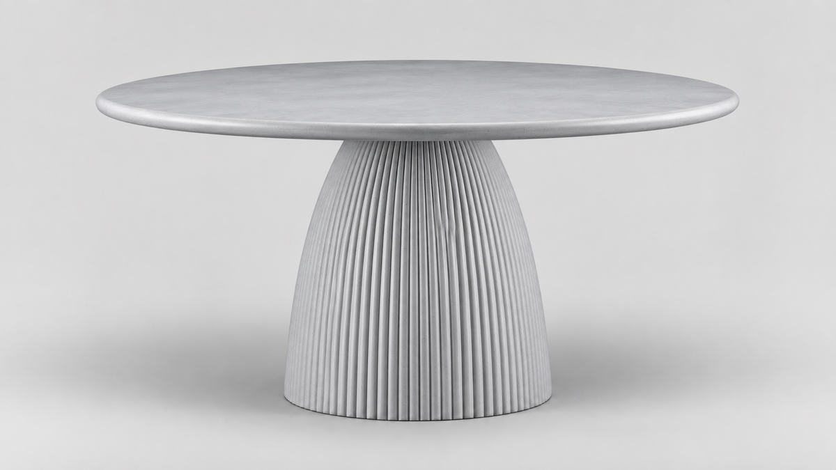 Rangitoto round outdoor dining table in Natural Cement, 1200 x 750 mm