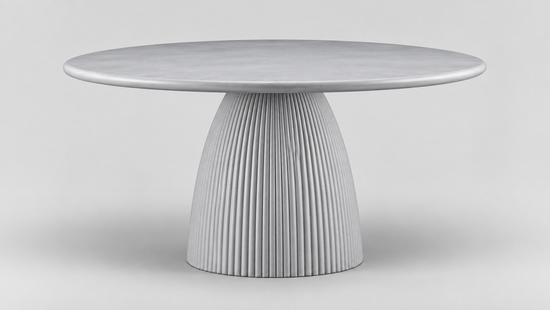 Rangitoto round outdoor dining table in Natural Cement, 1200 x 750 mm
